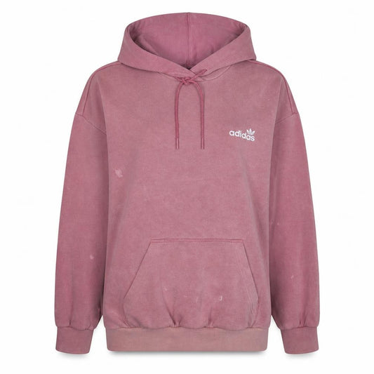 Adidas Womens Pink Pullover Hoodie Size 12 Relaxed Fit Cotton Blend