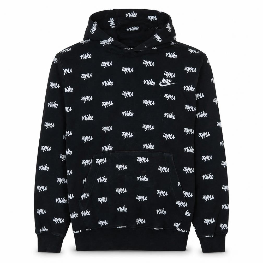 Nike Men's Black Logo Pullover Hoodie Size M Fleece Sweatshirt