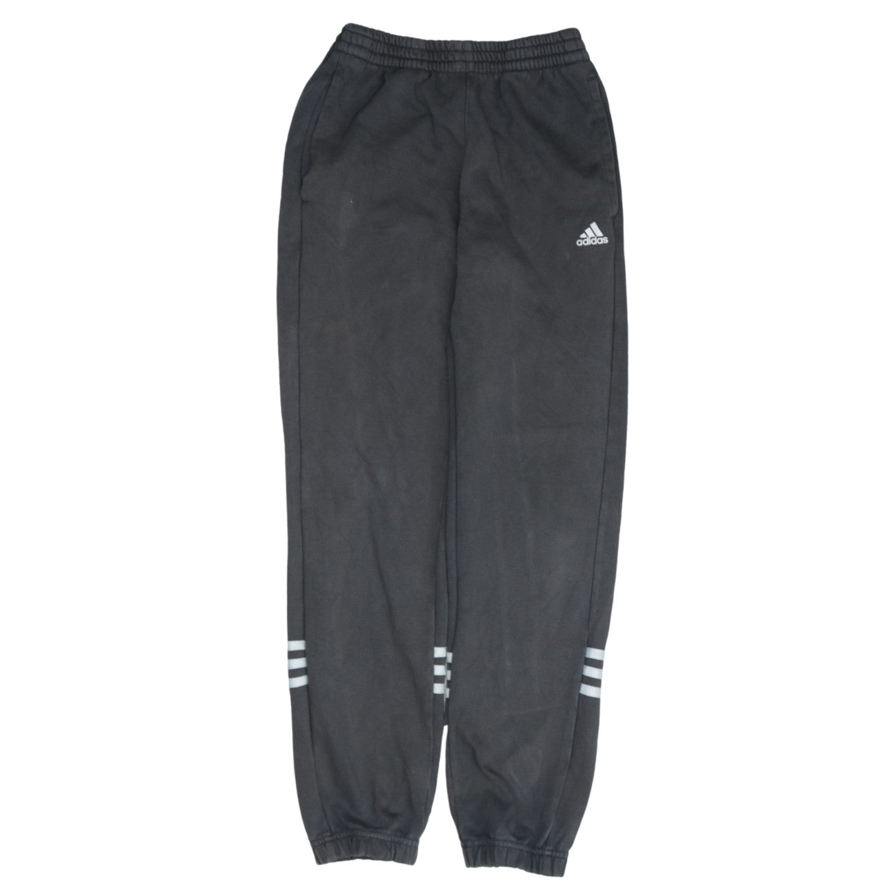 Adidas Boys Black Track Pants 11-12 Years Elastic Waist Fleece Joggers