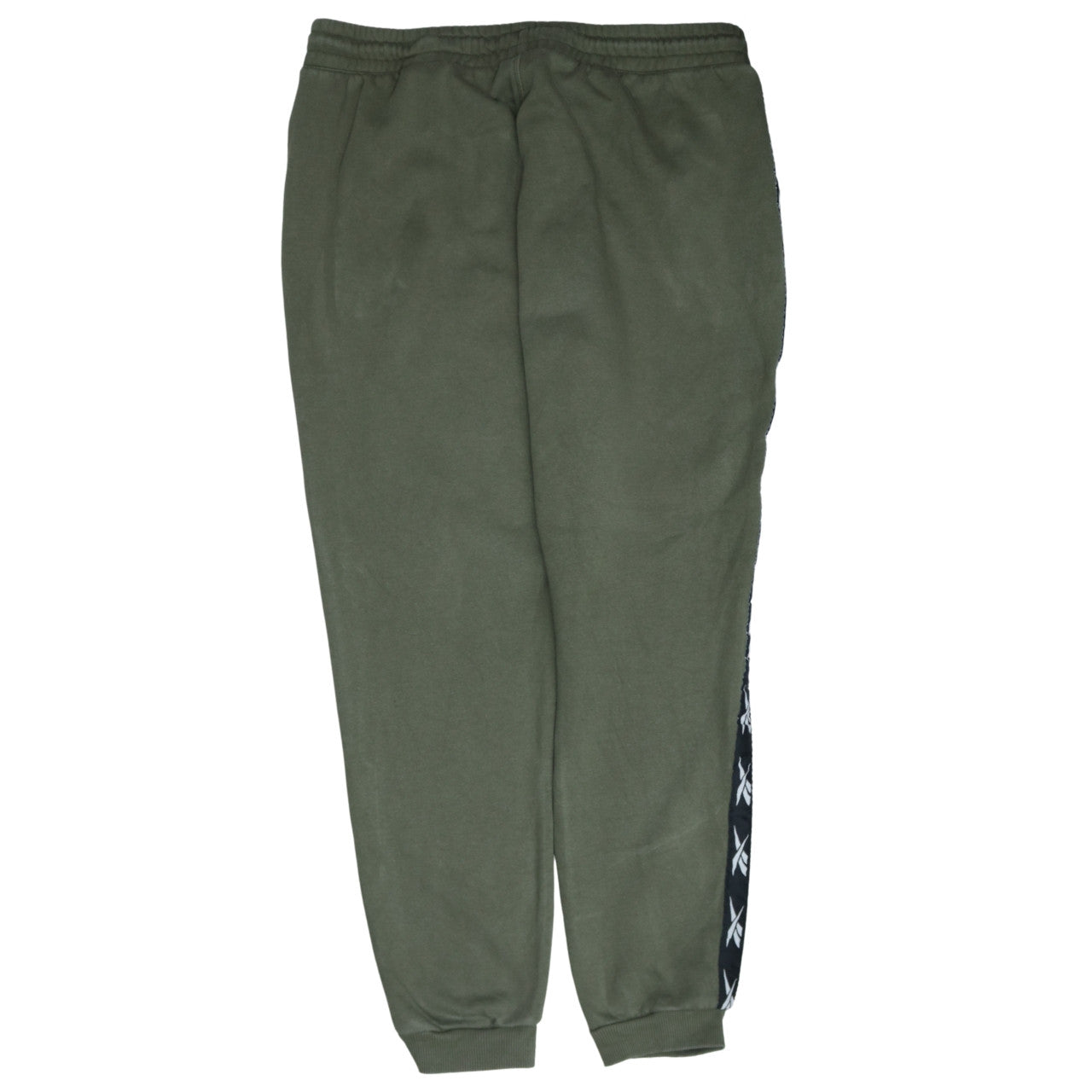 Reebok Men’s Green Jogger Sweatpants L Side Stripe Fleece Activewear
