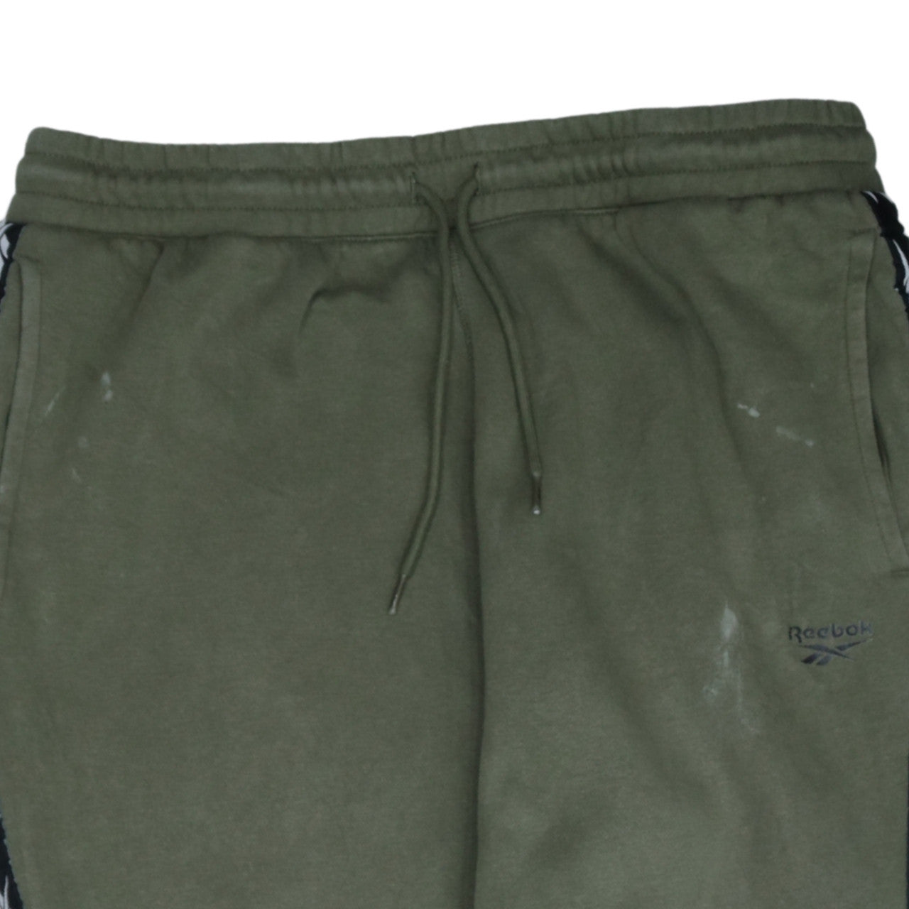 Reebok Men’s Green Jogger Sweatpants L Side Stripe Fleece Activewear