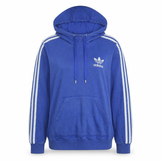 Adidas Women Blue Pullover Hoodie Large Cotton Casual Sportswear