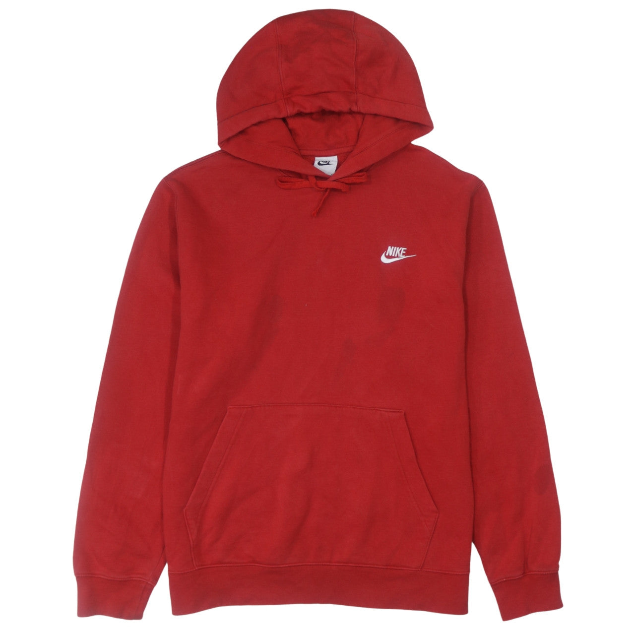 Nike Men’s Red Pullover Hoodie M Fleece Logo Sportswear