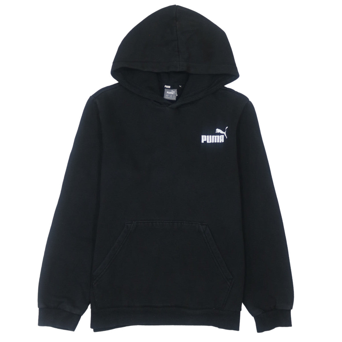 Puma Boys Black Pullover Hoodie 13-14 Years Classic Logo Fleece Sweatshirt