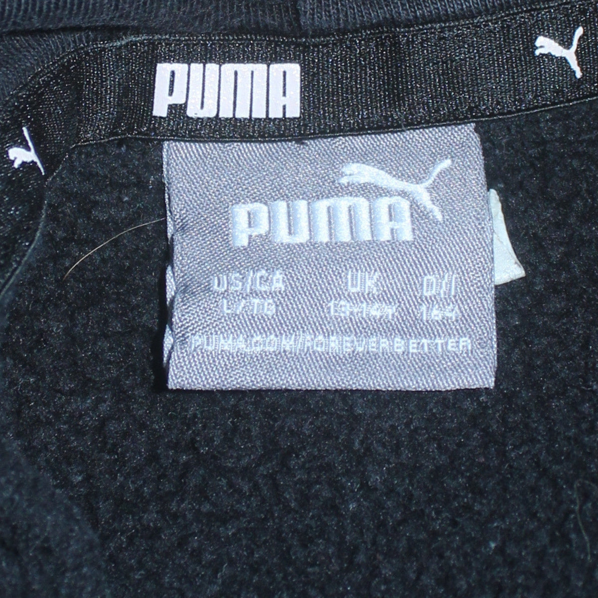 Puma Boys Black Pullover Hoodie 13-14 Years Classic Logo Fleece Sweatshirt