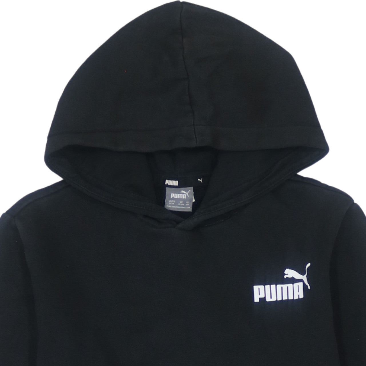 Puma Boys Black Pullover Hoodie 13-14 Years Classic Logo Fleece Sweatshirt