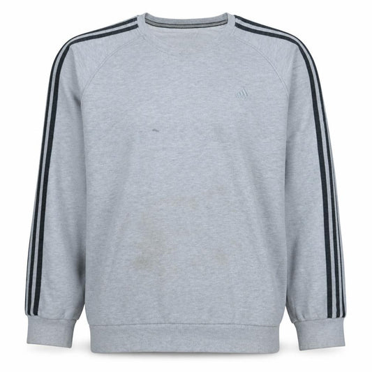 Adidas Men Grey XL Pullover Sweatshirt Crew Neck Sports Top