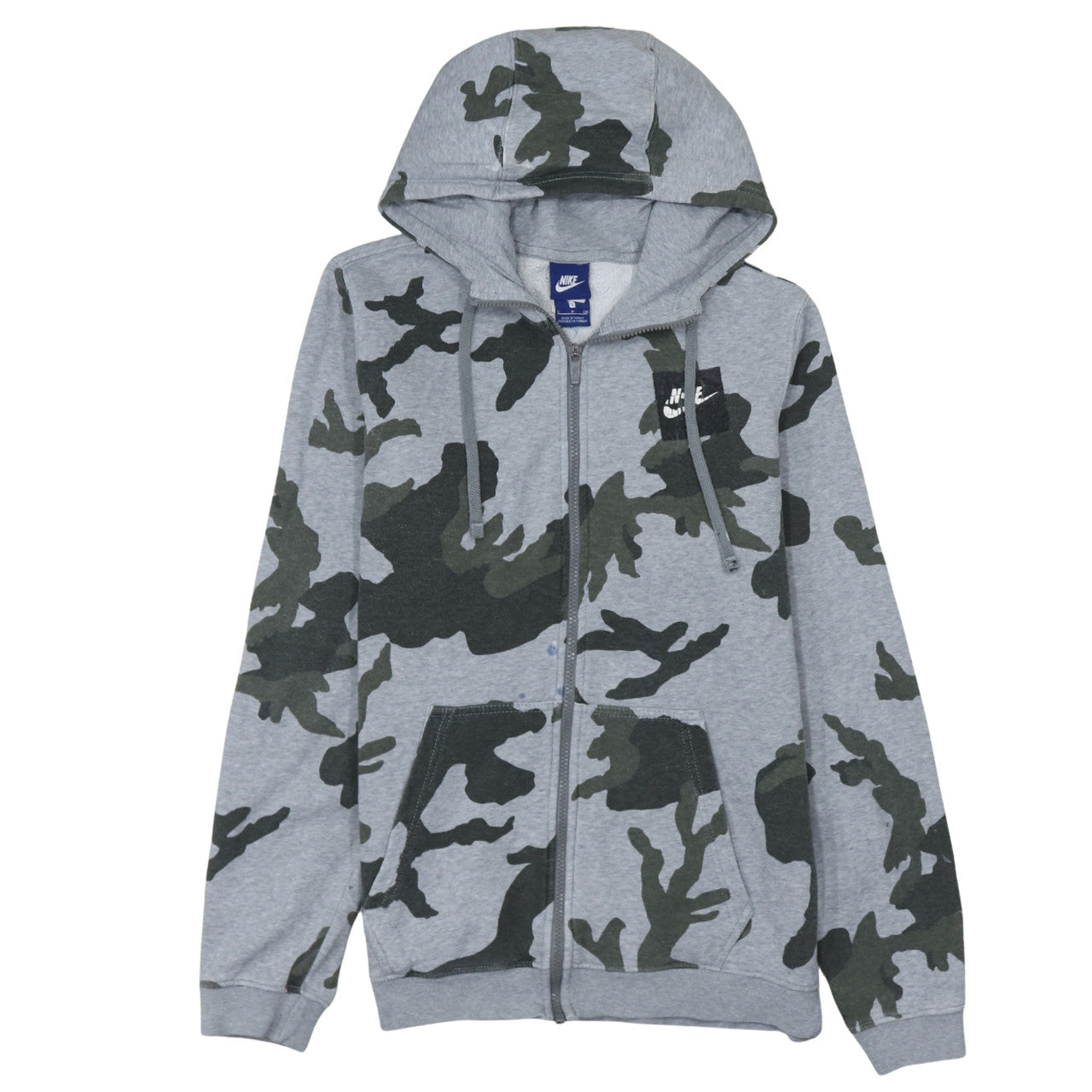 Nike Men's Grey Camouflage Full Zip Hoodie Size S