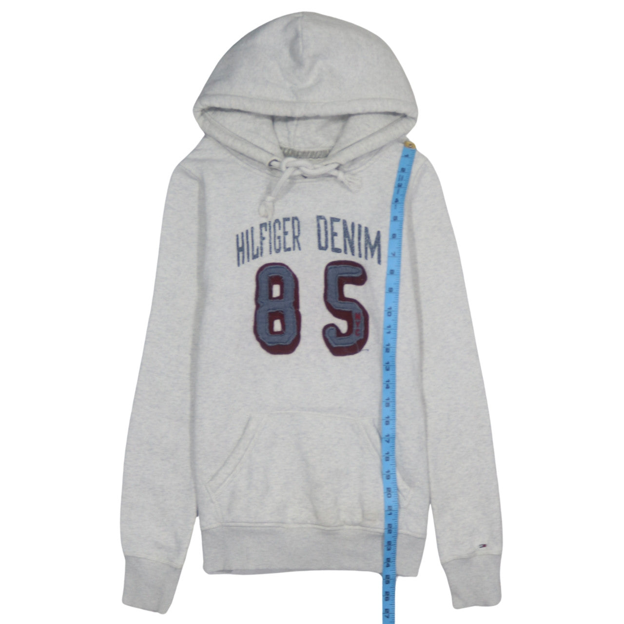 Tommy Hilfiger Men's Grey Pullover Hoodie Size M Embroidered 85 Logo