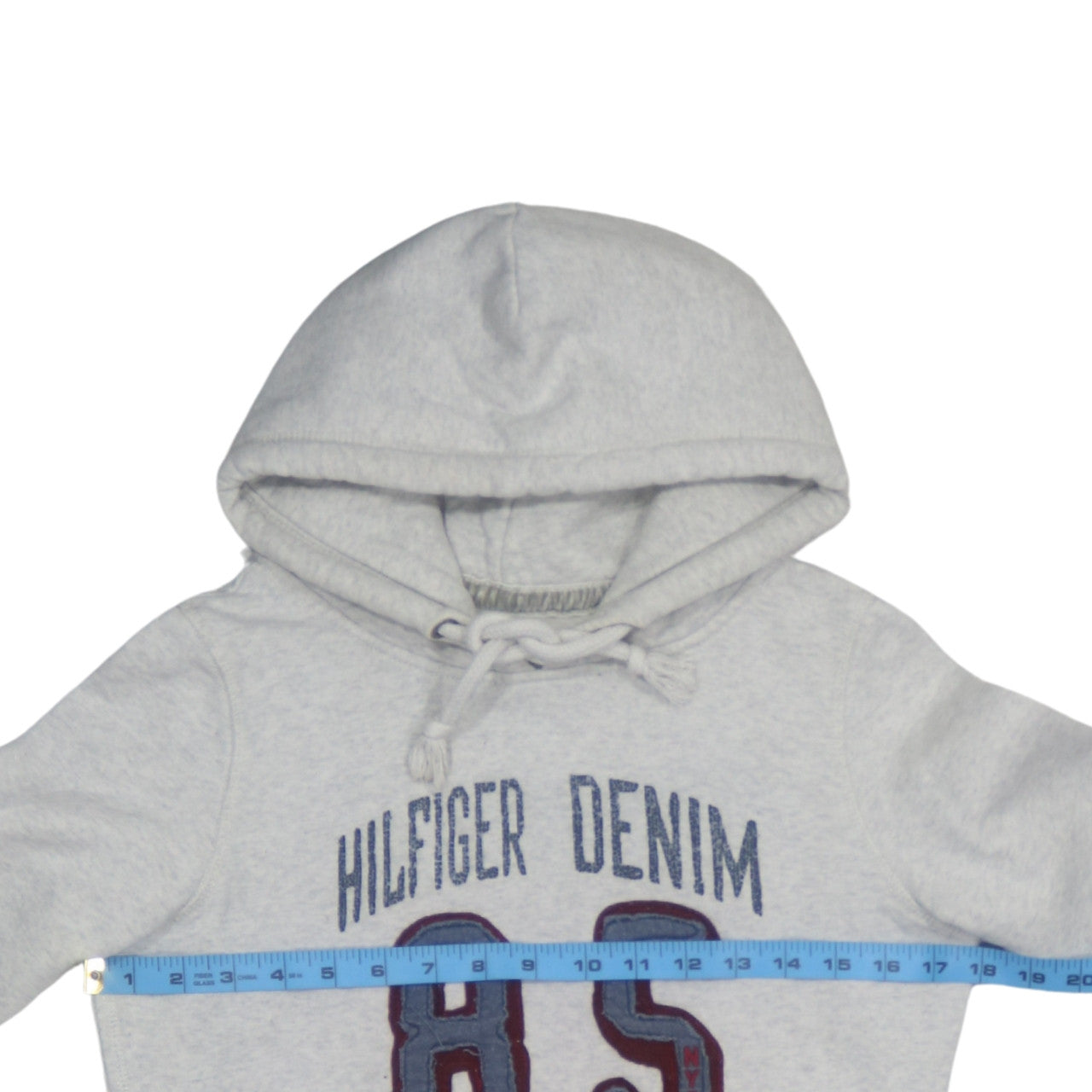 Tommy Hilfiger Men's Grey Pullover Hoodie Size M Embroidered 85 Logo