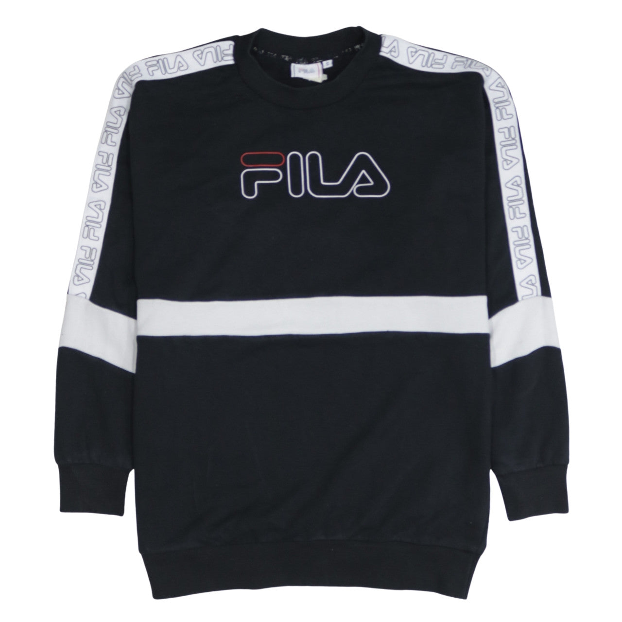FILA Mens Black Small Crew Neck Logo Pullover Sweatshirt
