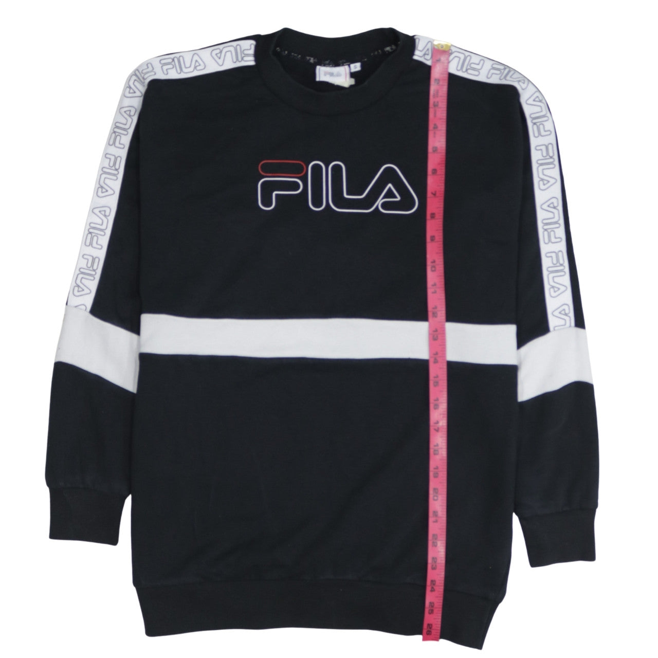 FILA Mens Black Small Crew Neck Logo Pullover Sweatshirt