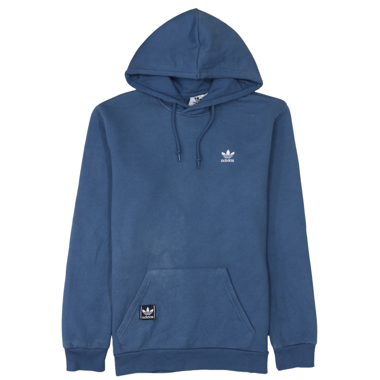 Adidas Mens Blue Pullover Hoodie Size M Logo Fleece Sweatshirt