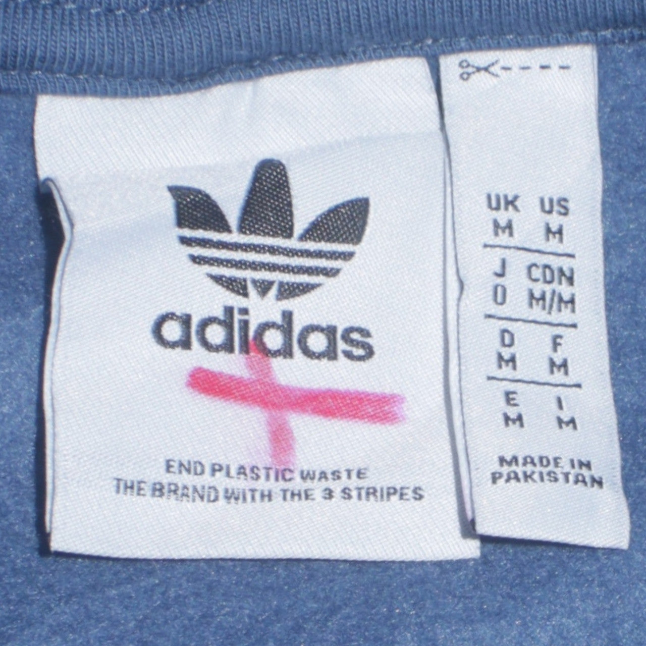 Adidas Mens Blue Pullover Hoodie Size M Logo Fleece Sweatshirt
