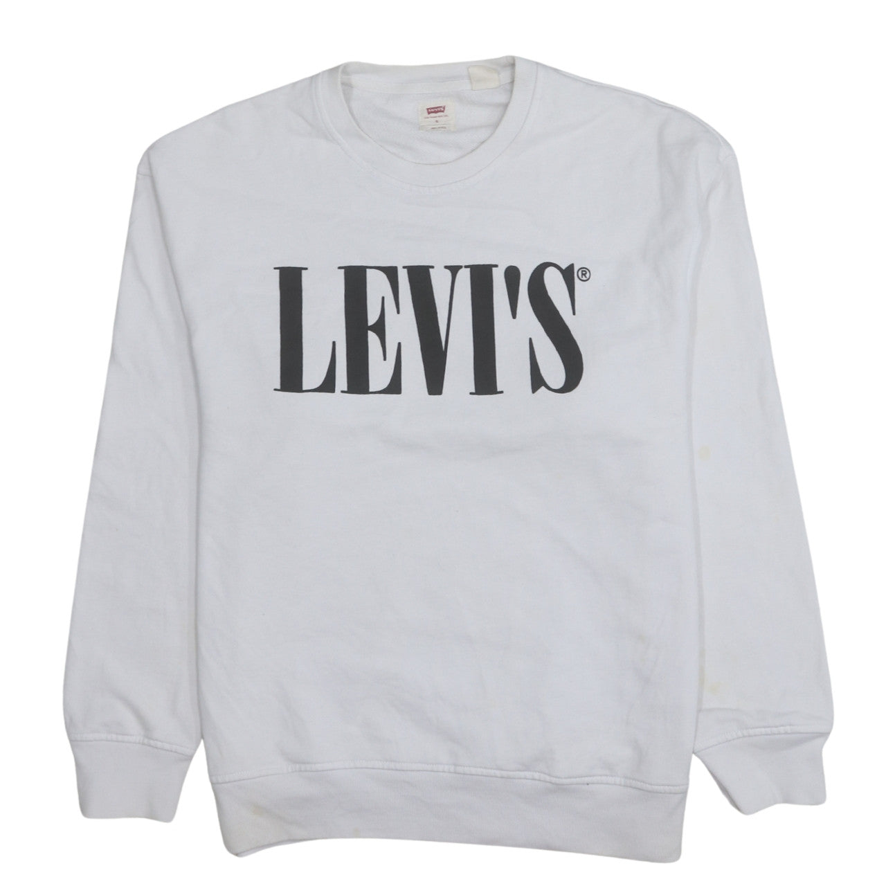 Levi's Men's White Relaxed Fit Crew Neck Logo Sweatshirt Size S