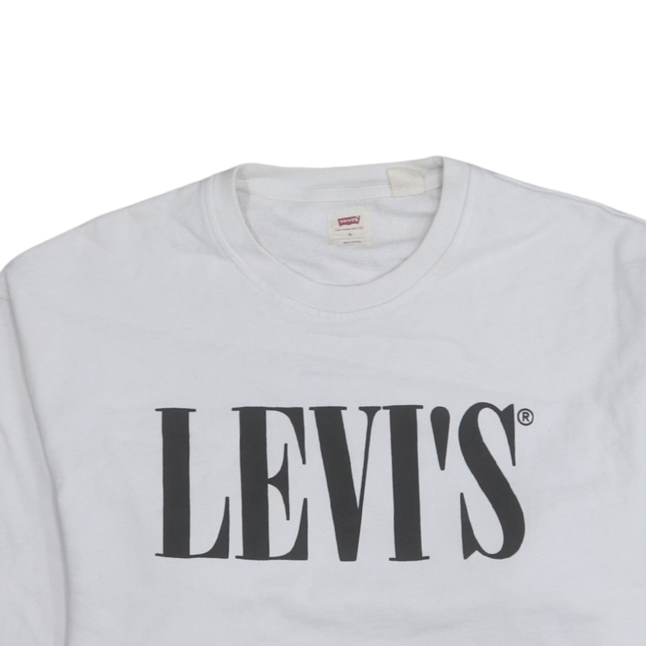 Levi's Men's White Relaxed Fit Crew Neck Logo Sweatshirt Size S