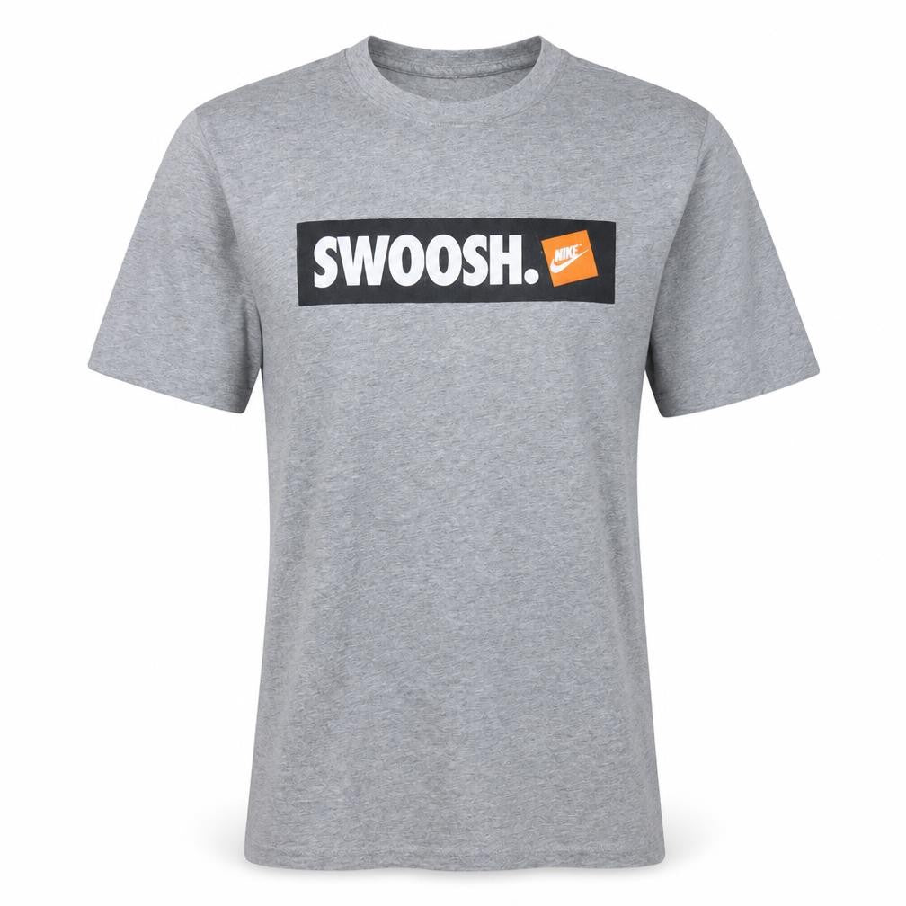 Nike Men's Grey Swoosh Logo Short Sleeve Cotton T-Shirt Size S