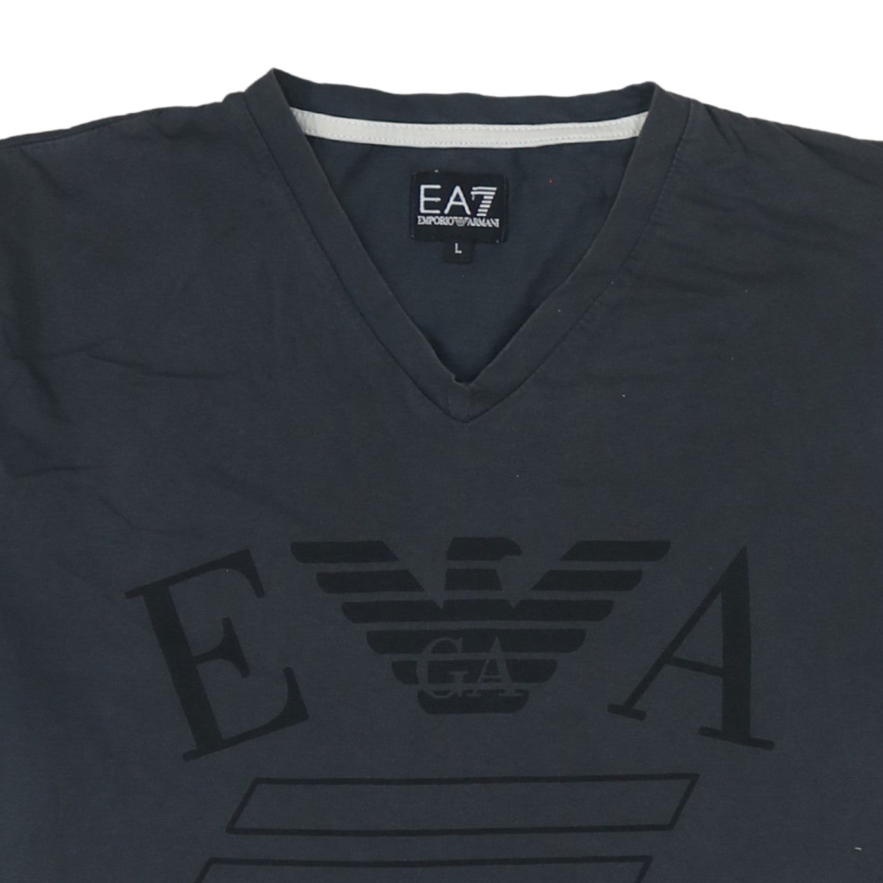Emporio Armani EA7 Men's Black V-Neck Short Sleeve Cotton T-Shirt Size L