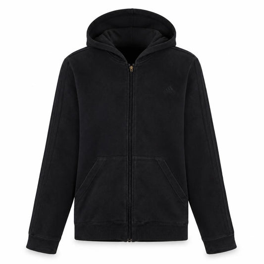 Adidas Women Black Full Zip Hoodie Cotton Blend Size M
