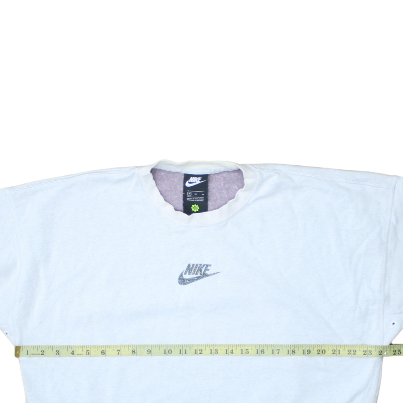Nike Women's White Pullover Sweatshirt Medium Crew Neck Logo Cotton Blend