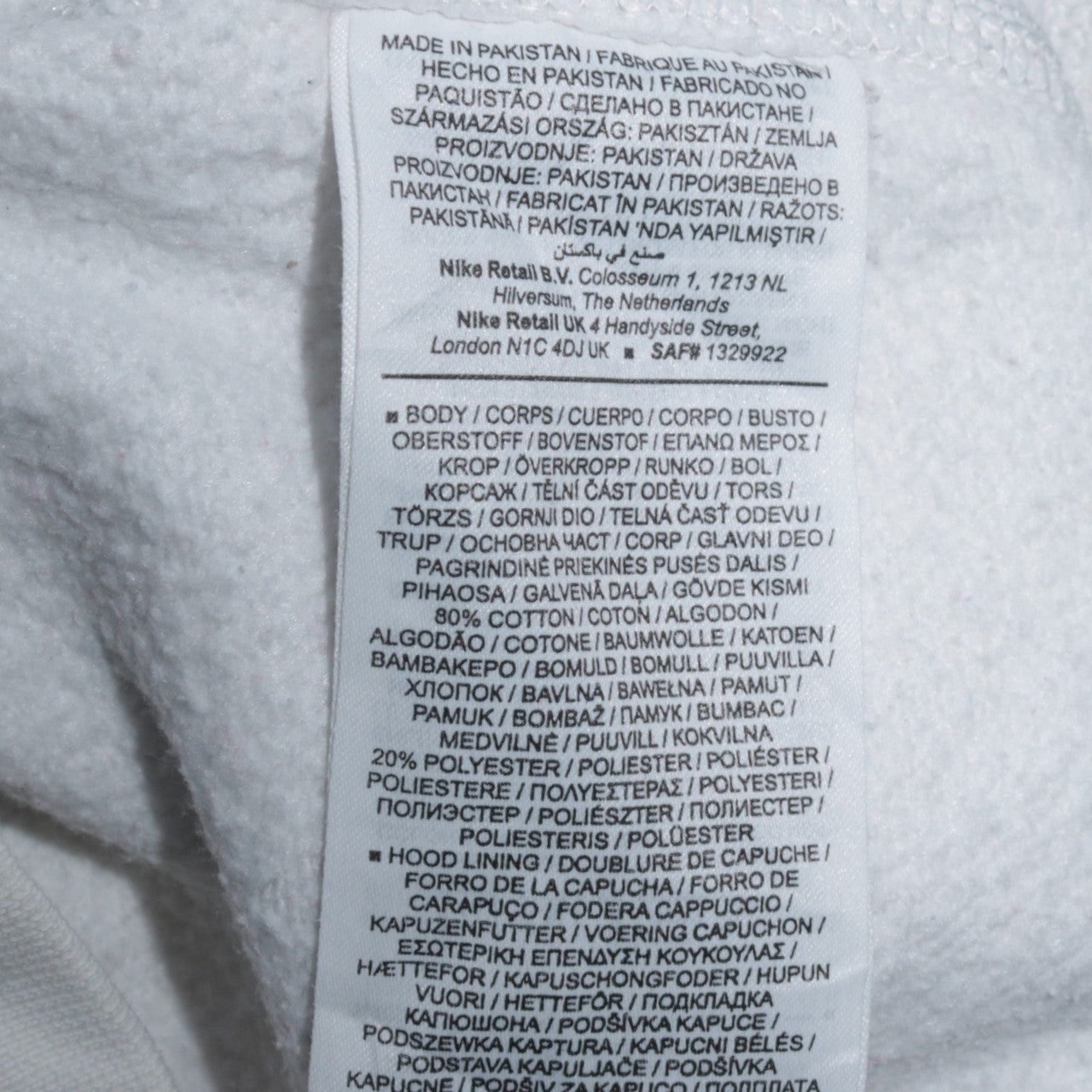 Nike Mens White XS Pullover Hoodie Fleece Sportswear Sweatshirt