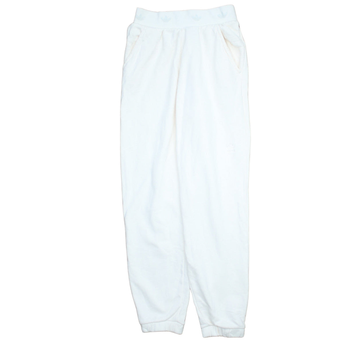 adidas Womens White Jogger Trousers Size 12 Fleece Cotton Blend