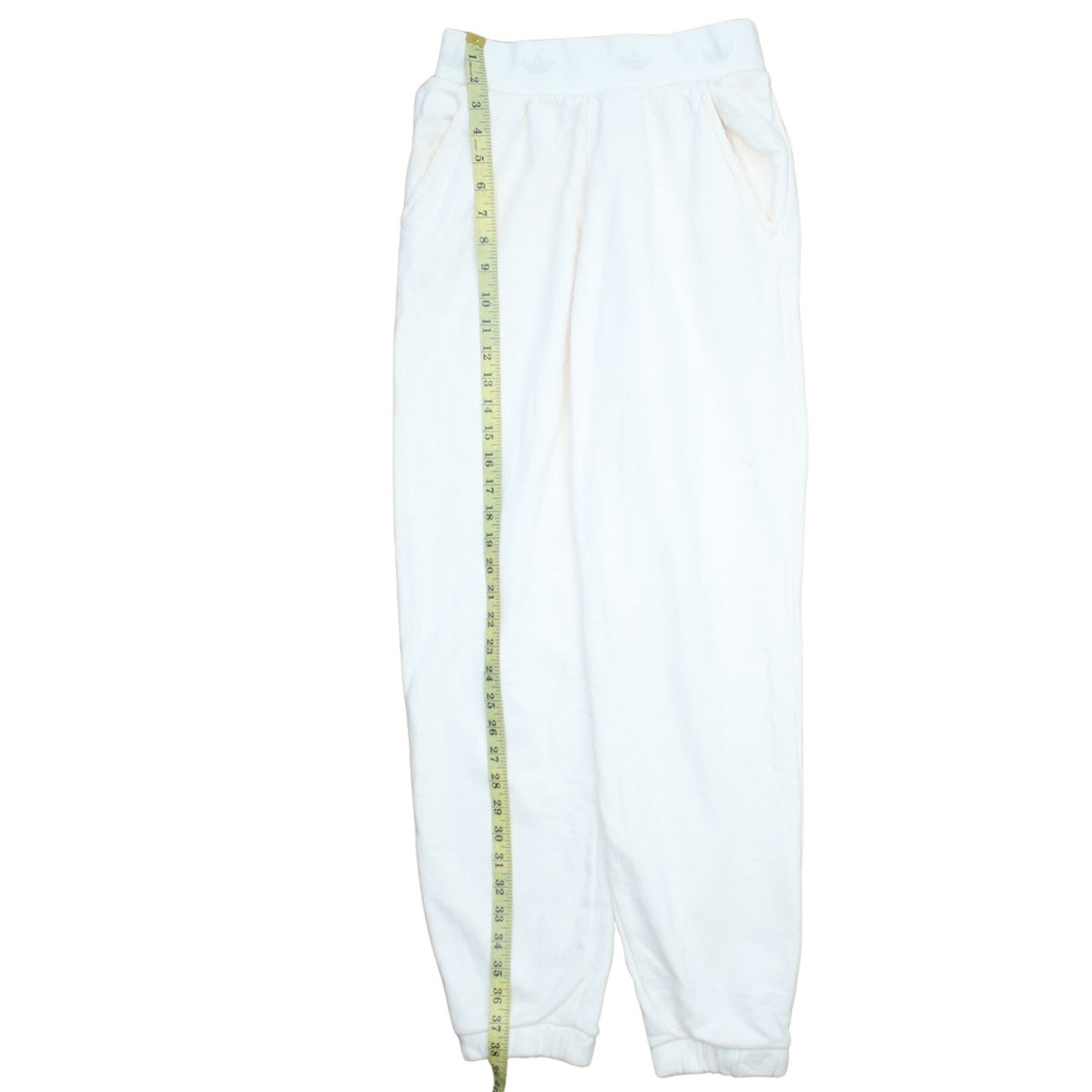 adidas Womens White Jogger Trousers Size 12 Fleece Cotton Blend