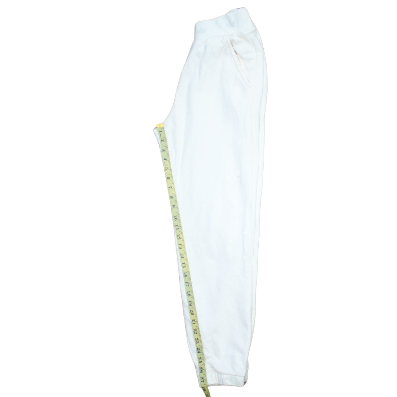 adidas Womens White Jogger Trousers Size 12 Fleece Cotton Blend