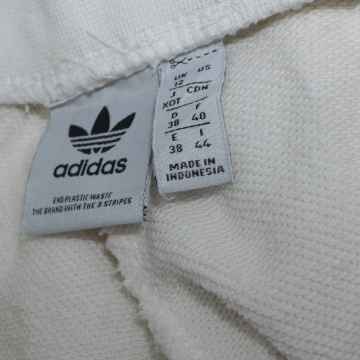 adidas Womens White Jogger Trousers Size 12 Fleece Cotton Blend