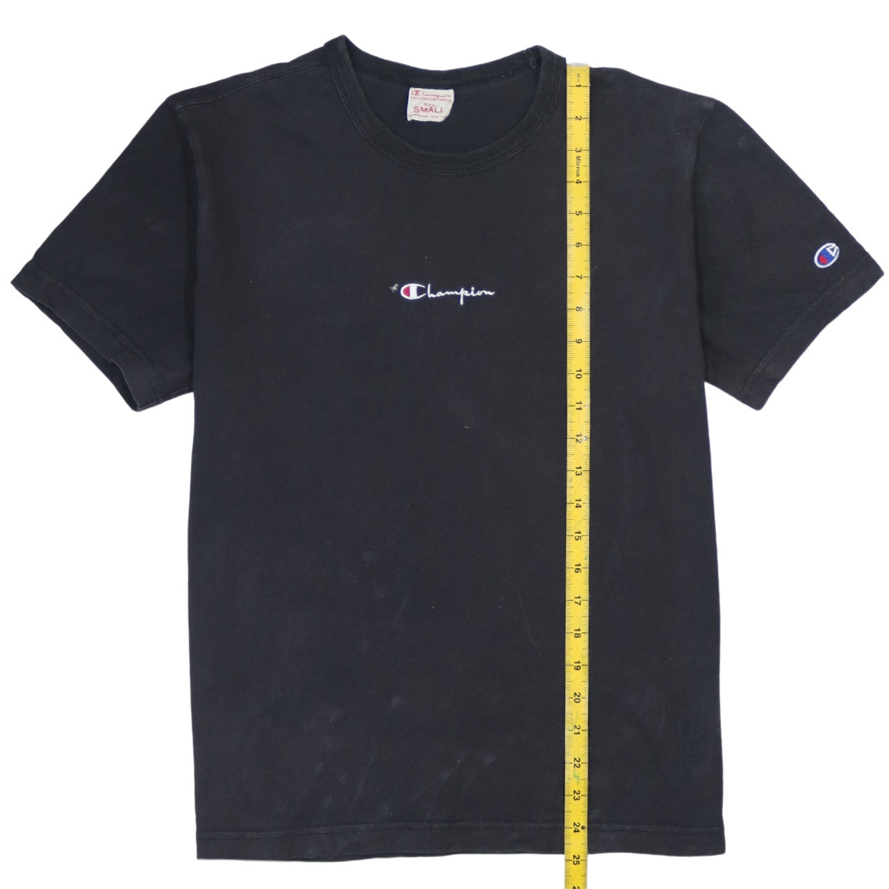 Champion Men's Black Small Cotton Crew Neck Logo T-Shirt