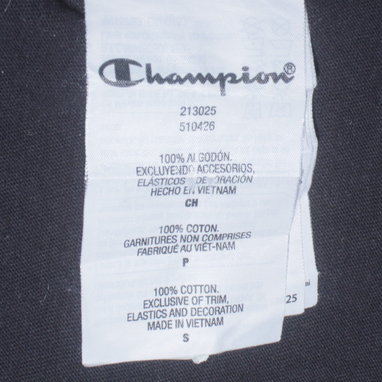 Champion Men's Black Small Cotton Crew Neck Logo T-Shirt
