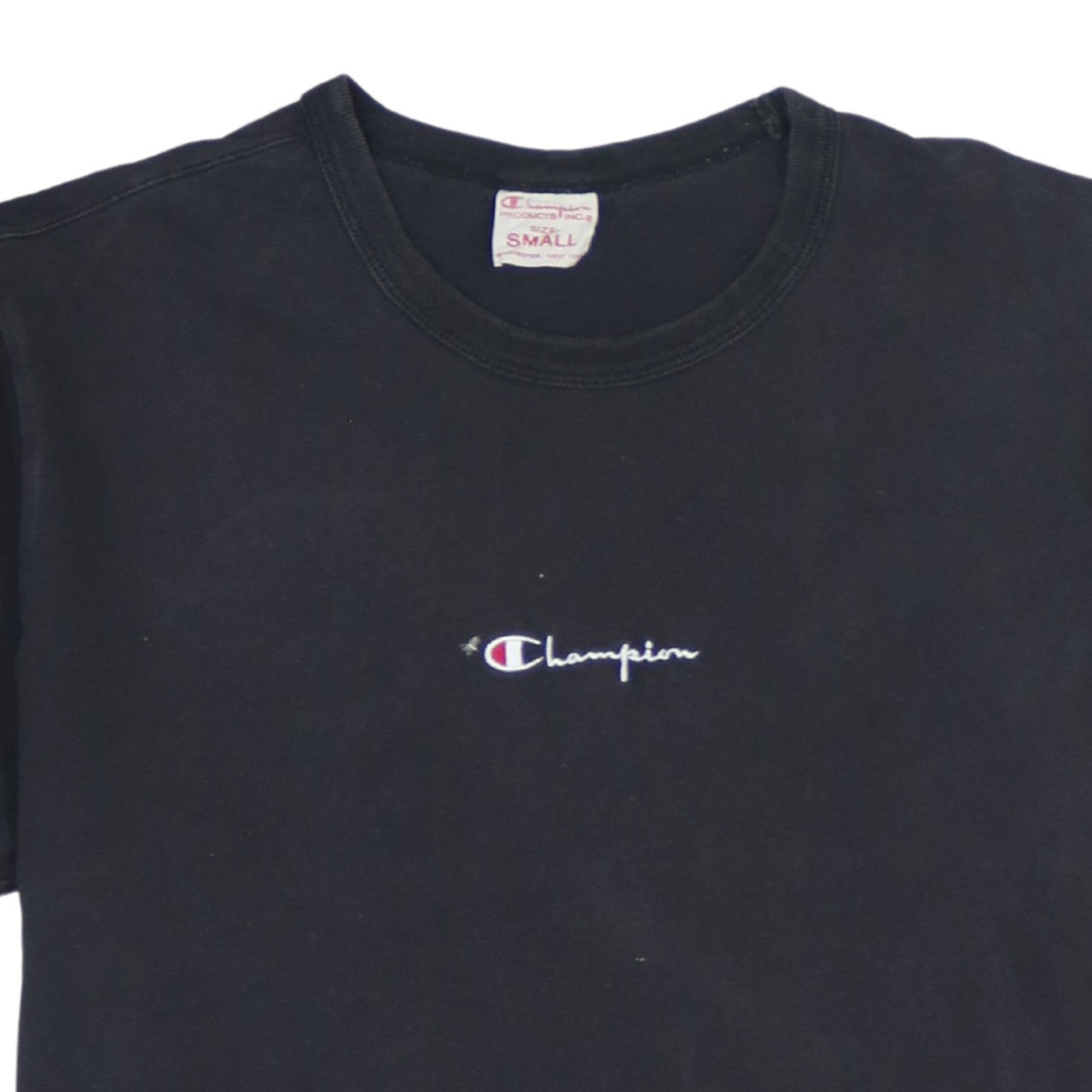 Champion Men's Black Small Cotton Crew Neck Logo T-Shirt