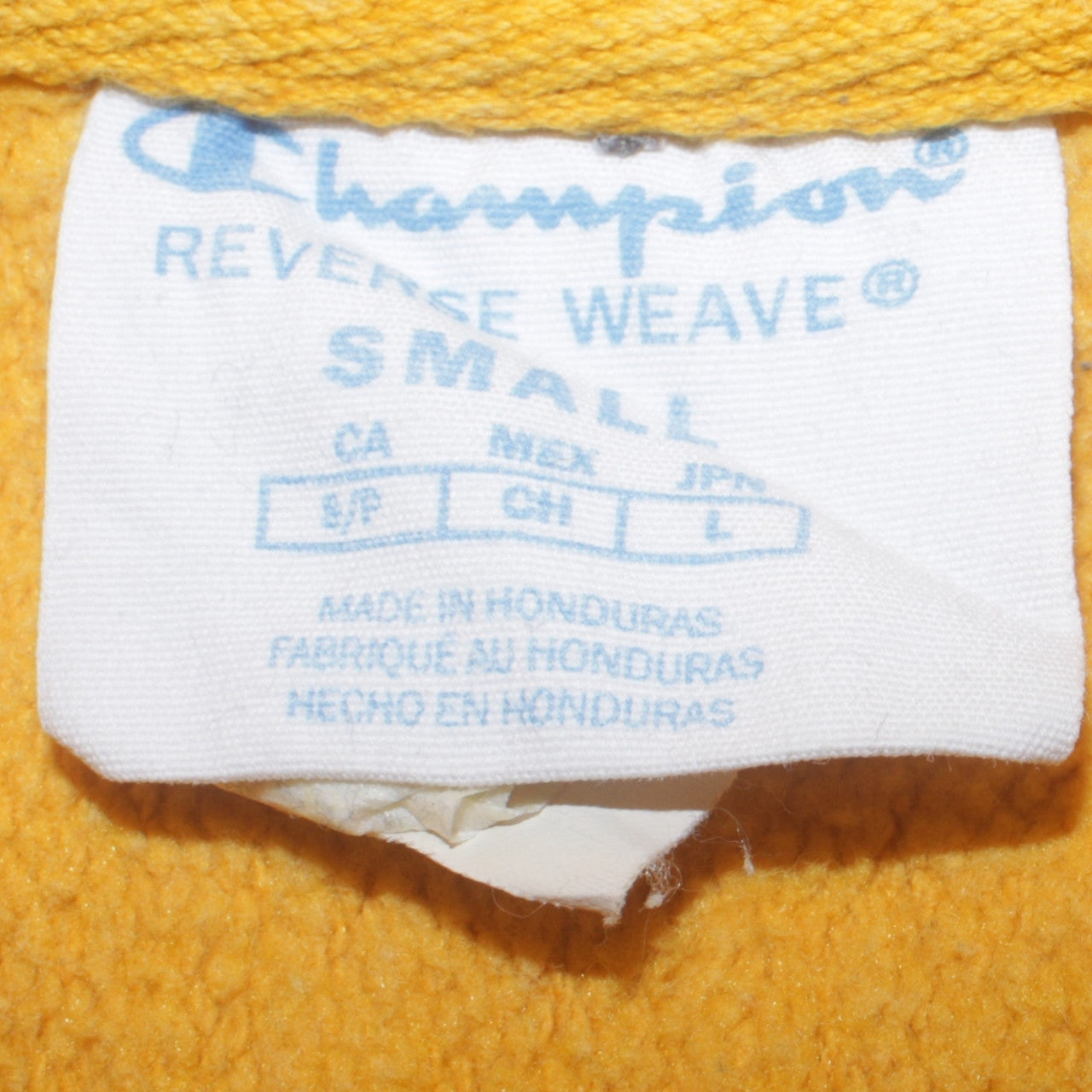 Champion Men’s Yellow Reverse Weave Pullover Hoodie Small