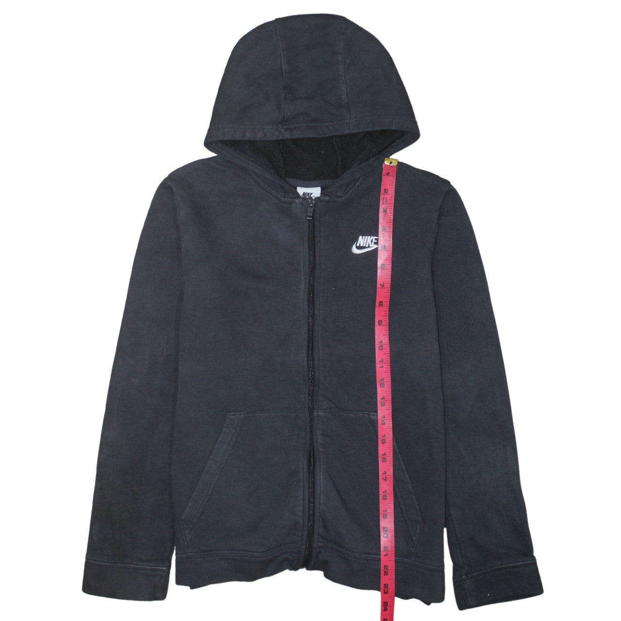 Nike Boys Black Full Zip Fleece Hoodie XL 158-170cm Lightweight Hooded Top