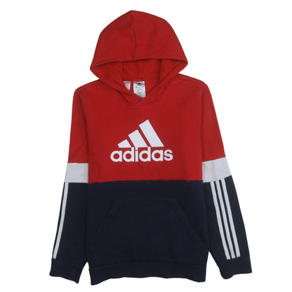 Additional front view of Adidas boys’ red & navy colourblock pullover hoodie 15-16 years