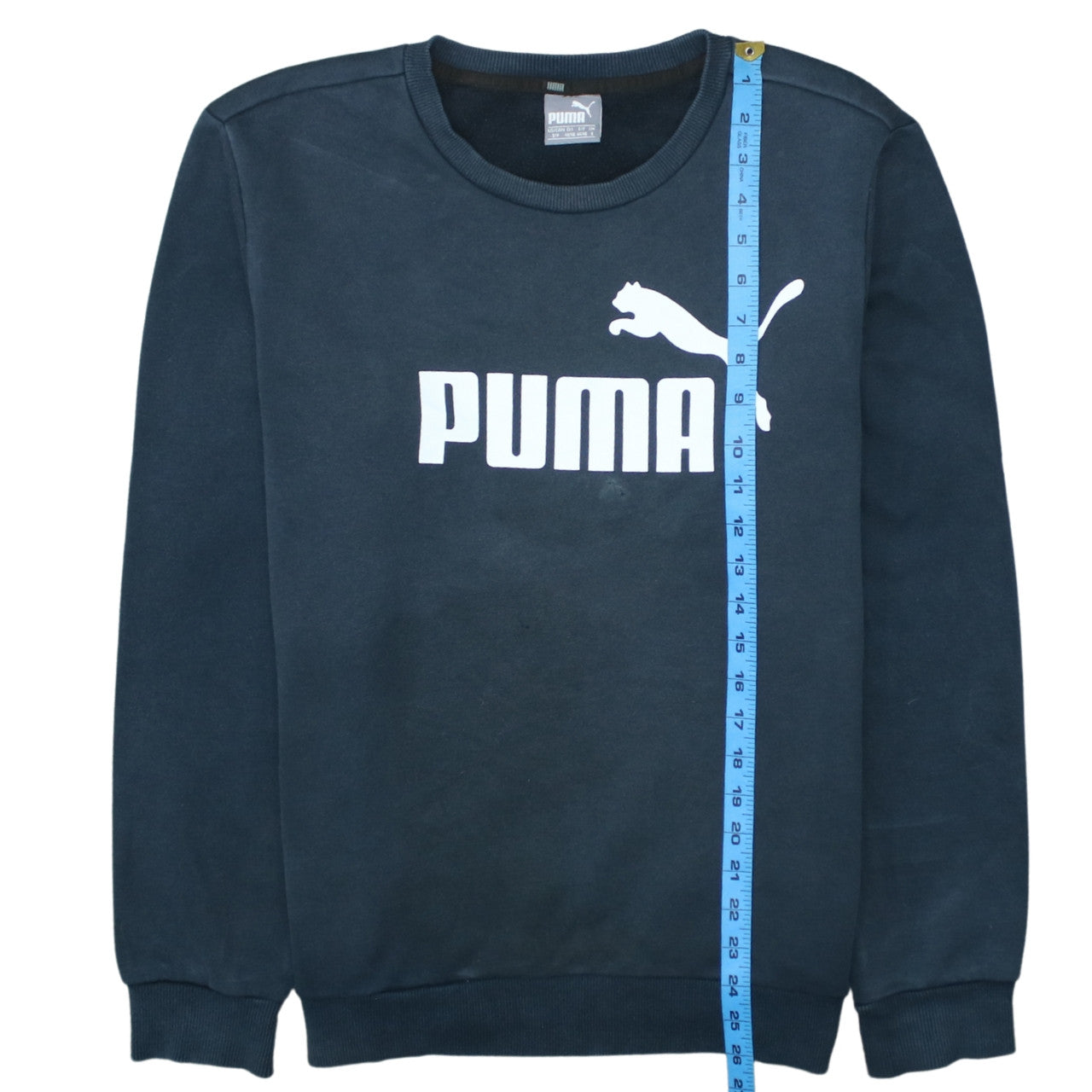 Puma Men's Blue Crew Neck Logo Pullover Sweatshirt Size S