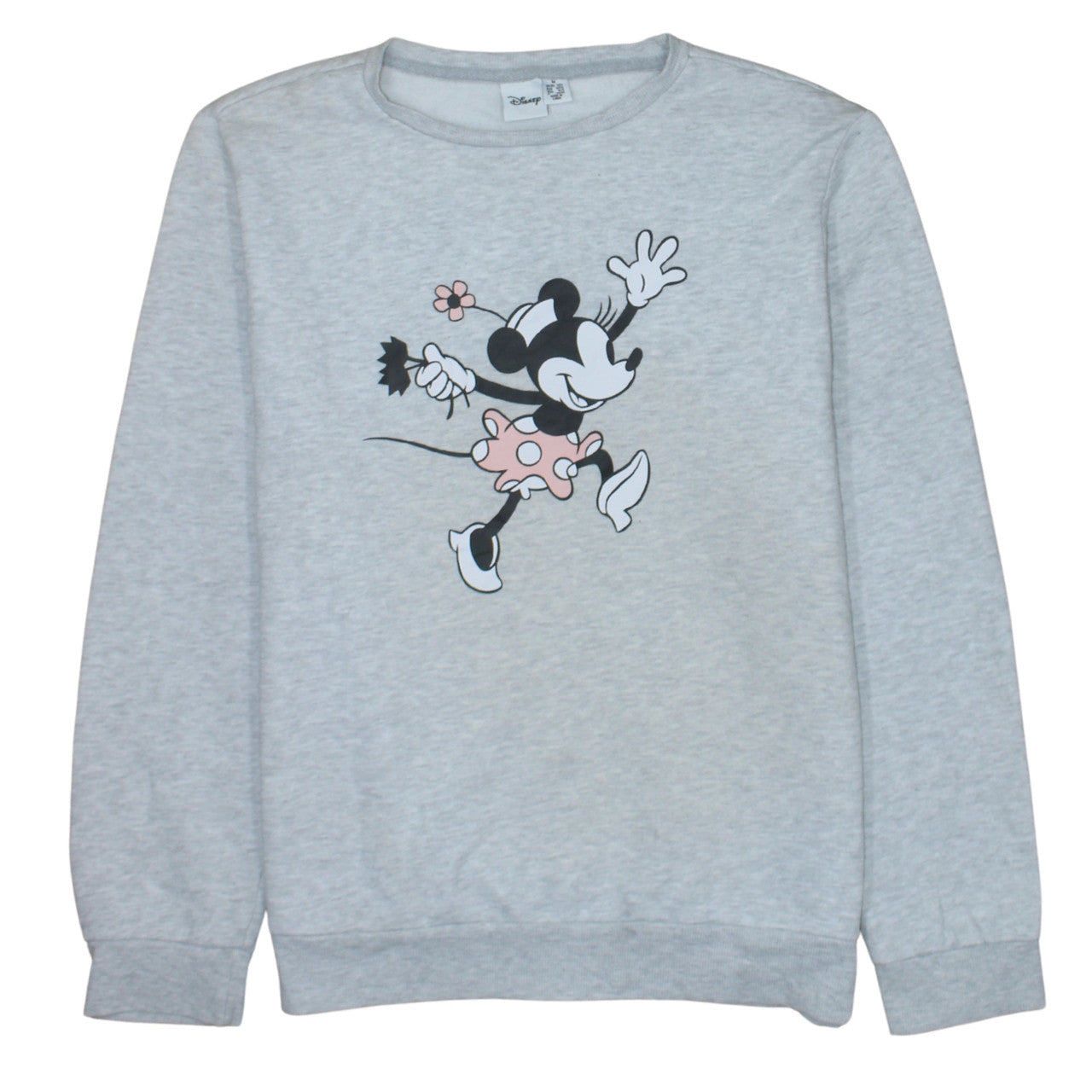 Disney Womens Grey Minnie Mouse Sweatshirt M Crew Neck Pullover