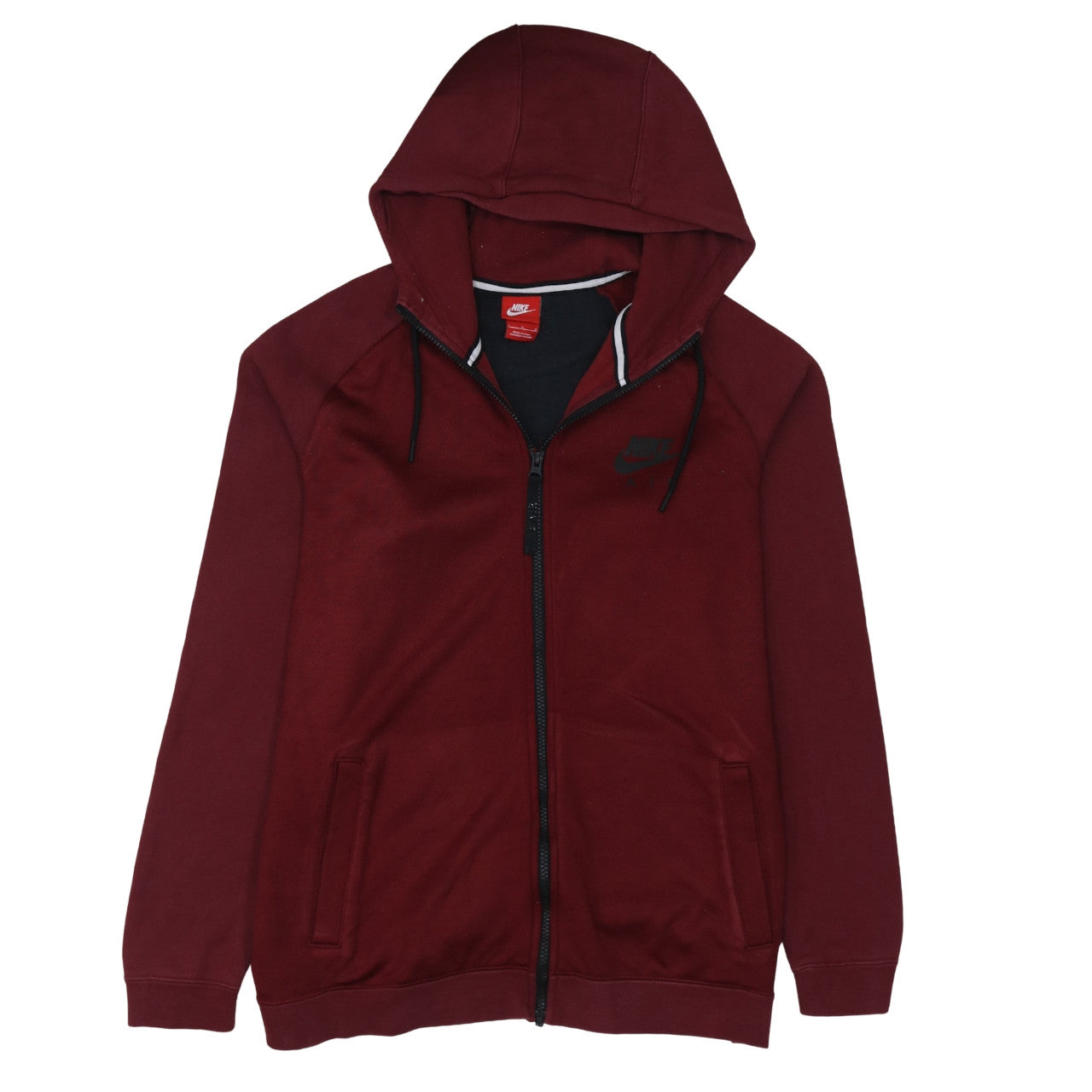Nike Men's Red Full Zip Hoodie Size L Sportswear Fleece