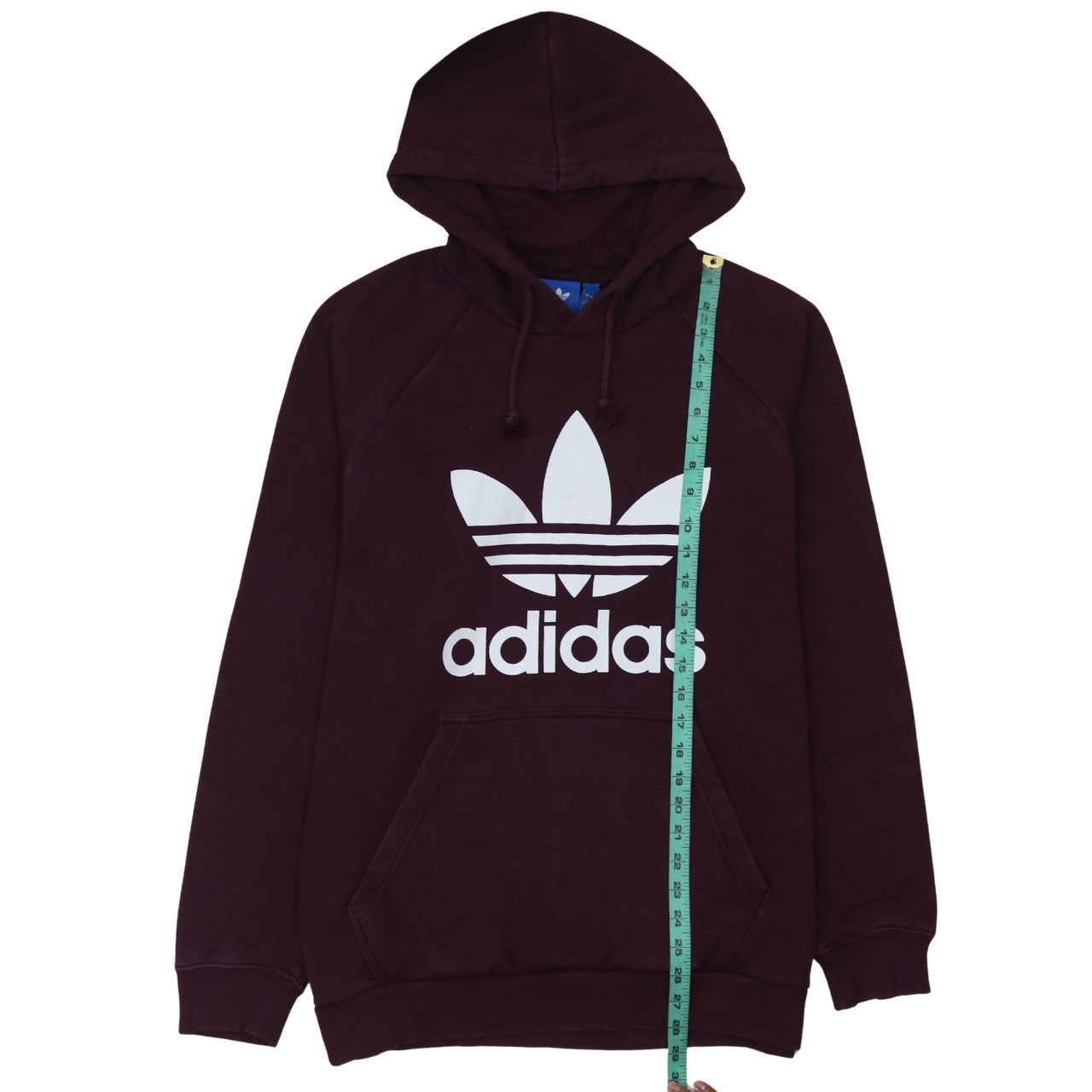 Adidas Men's Brown Pullover Hoodie L Regular Fit Graphic Logo Sweatshirt