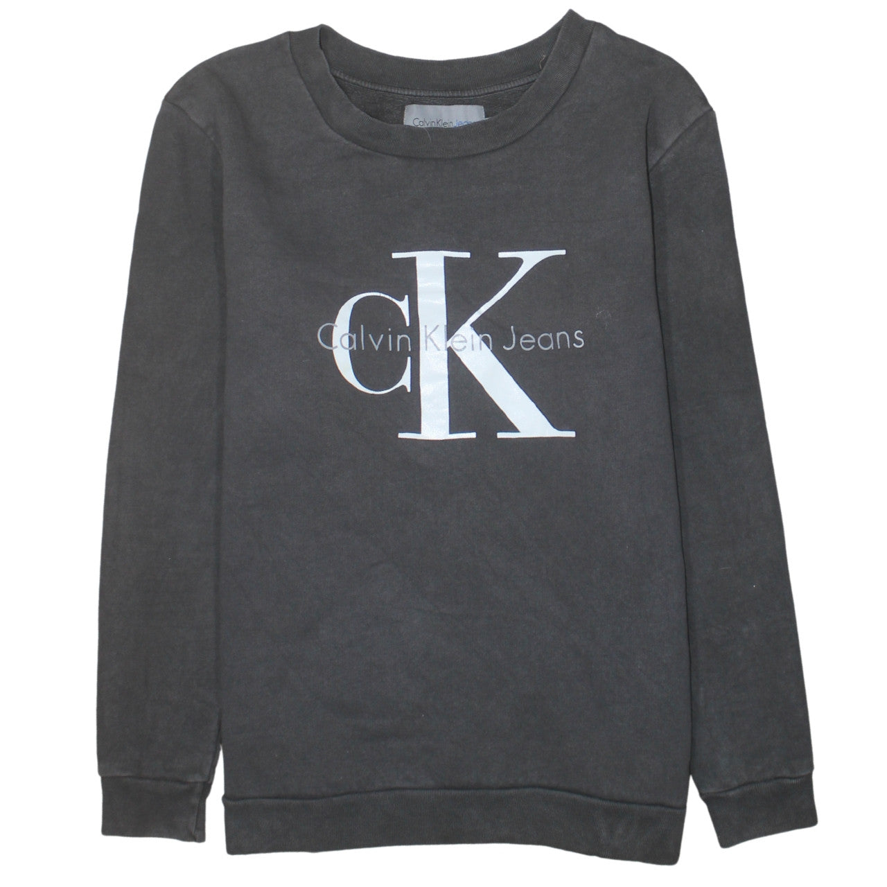 Calvin Klein Jeans Men's Black Logo Sweatshirt L Crew Neck Fleece