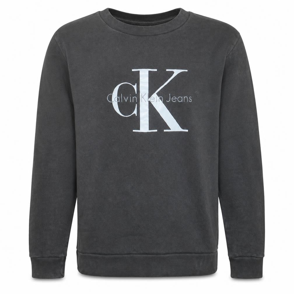 Calvin Klein Jeans Men's Black Logo Sweatshirt L Crew Neck Fleece