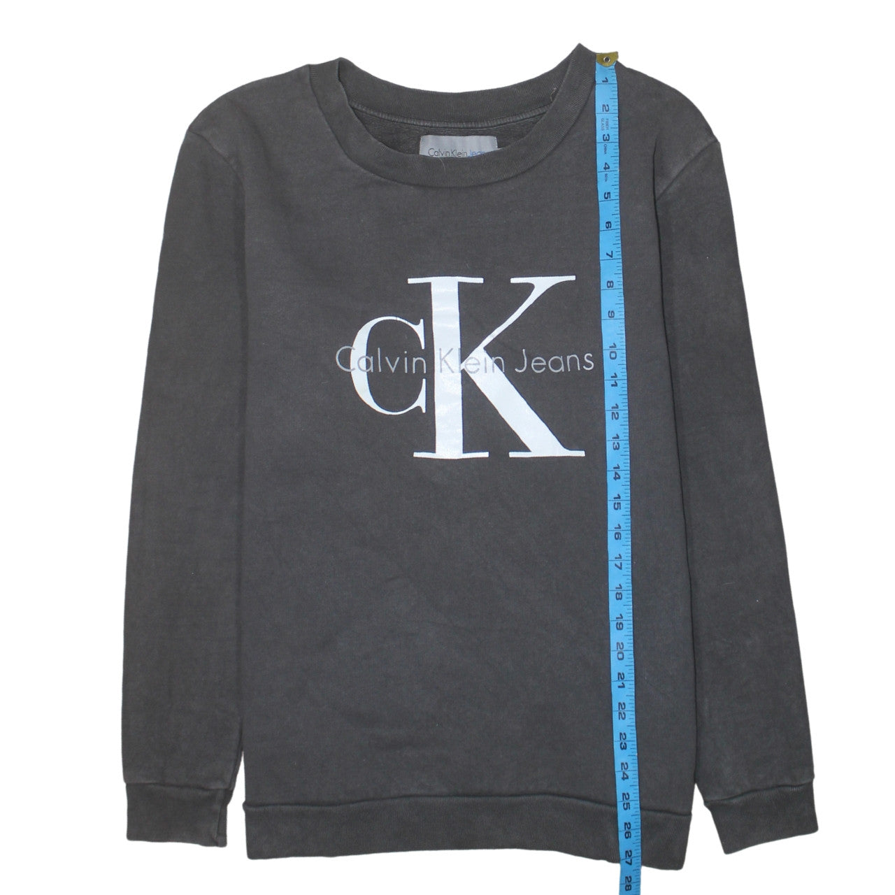 Calvin Klein Jeans Men's Black Logo Sweatshirt L Crew Neck Fleece