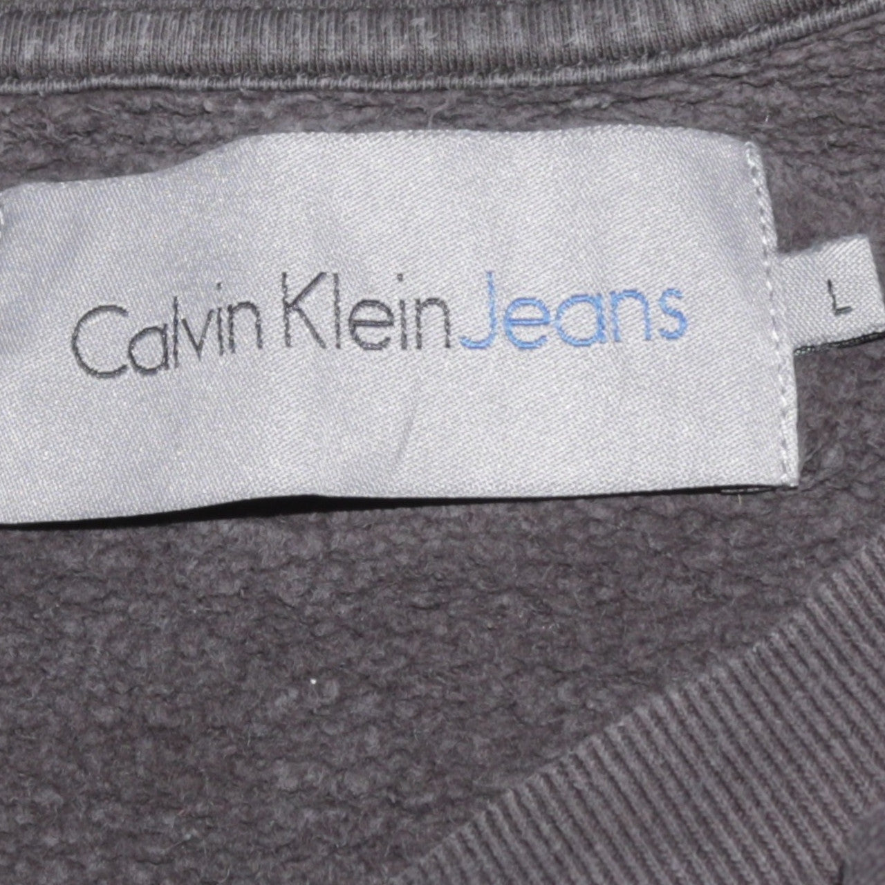 Calvin Klein Jeans Men's Black Logo Sweatshirt L Crew Neck Fleece