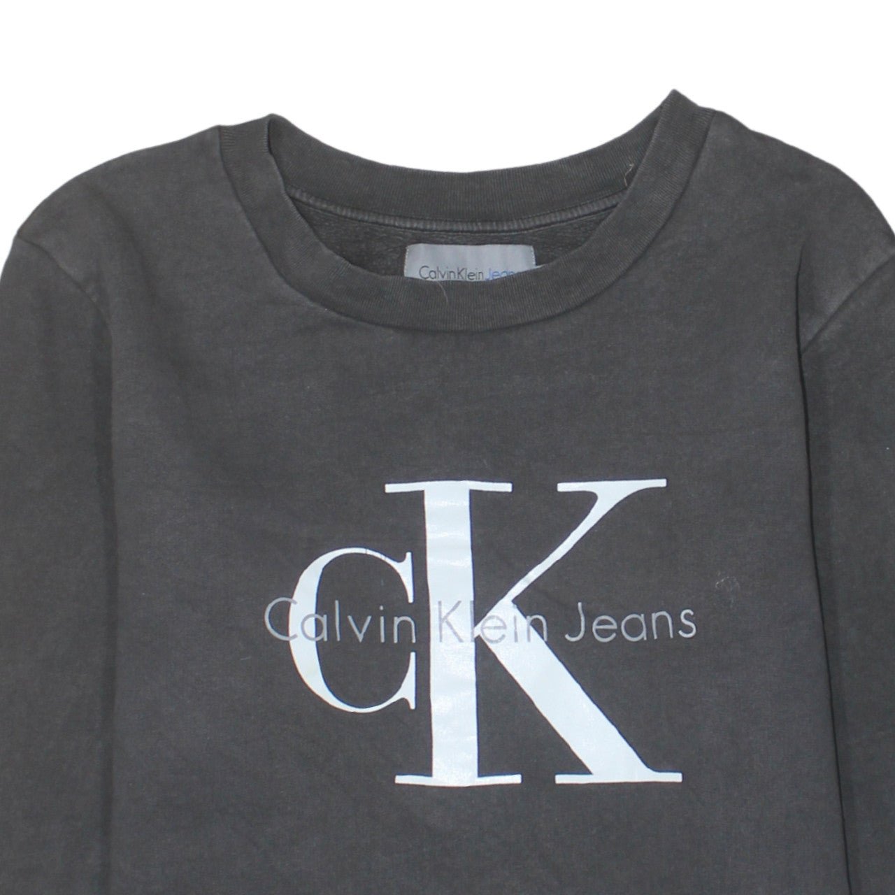 Calvin Klein Jeans Men's Black Logo Sweatshirt L Crew Neck Fleece