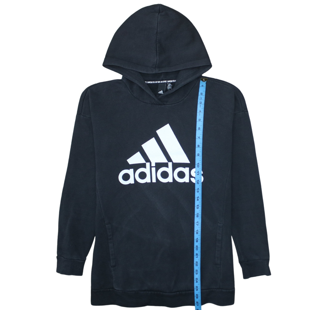 Adidas Womens Black XS Pullover Hoodie with Logo Print