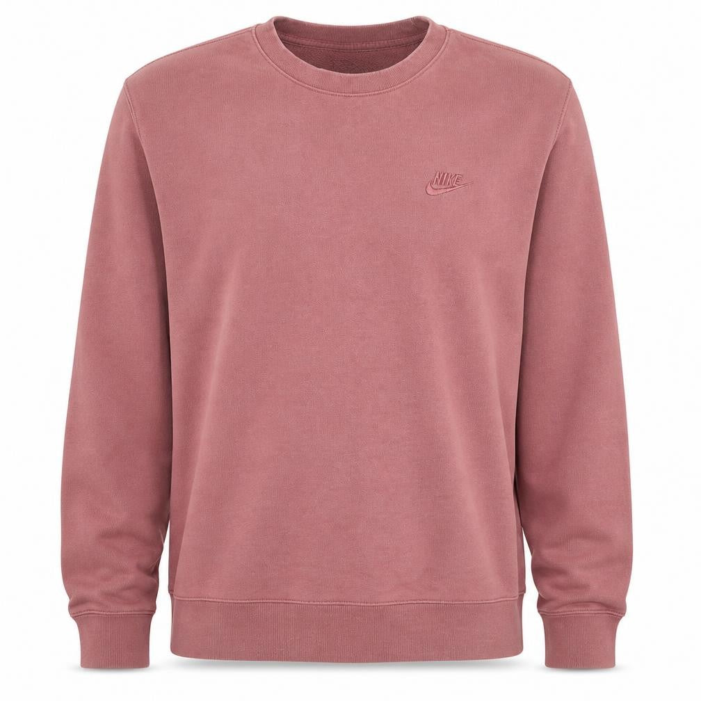Nike Men's Pink Crew Neck Pullover Sweatshirt L Embroidered Logo