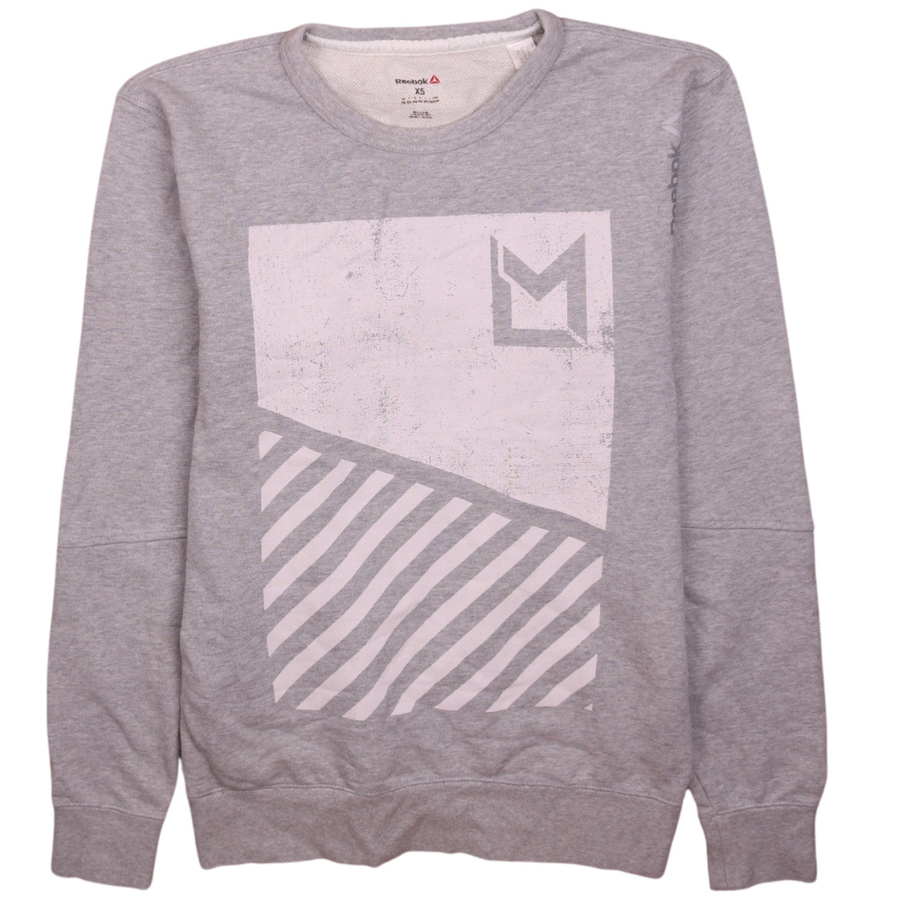 Reebok Men's Grey Graphic Print Crew Neck Sweatshirt XS
