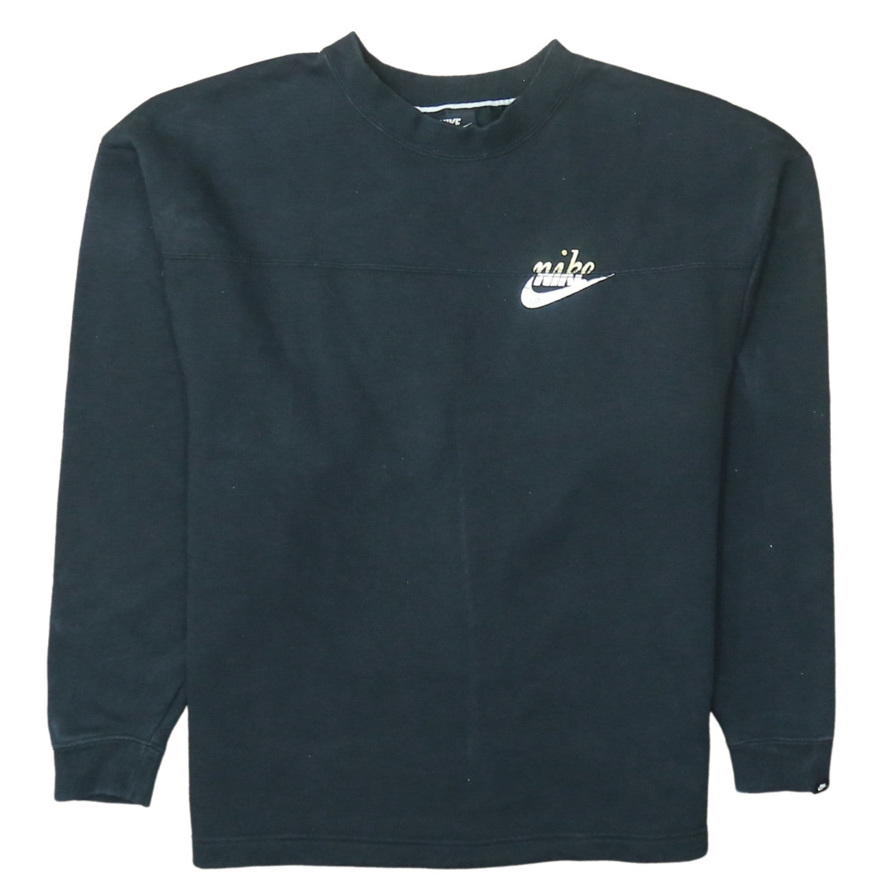 Nike Womens Black S Pullover Sweatshirt Logo Cotton Blend