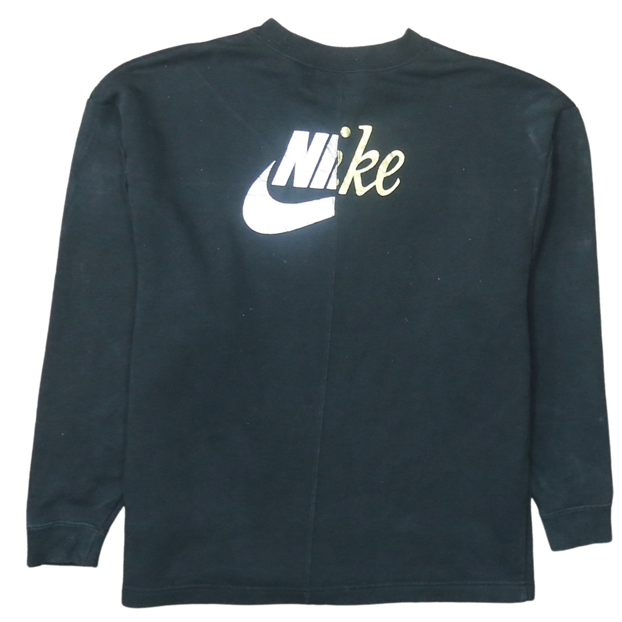 Nike Womens Black S Pullover Sweatshirt Logo Cotton Blend