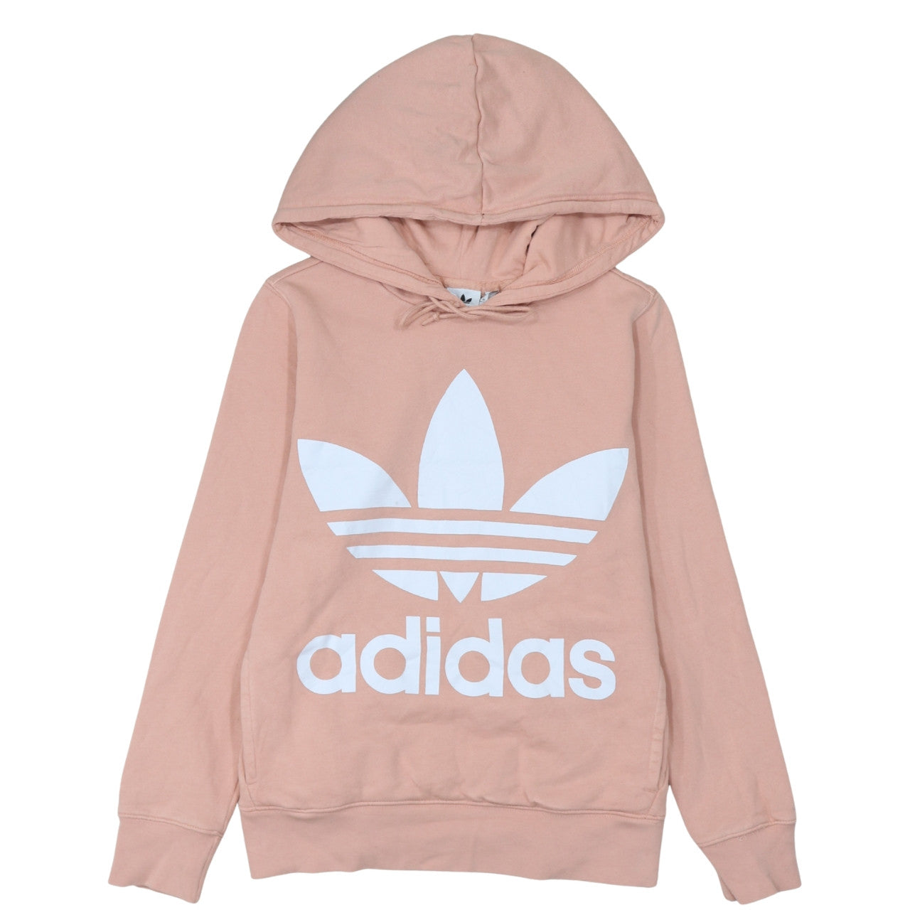 Adidas Womens Pink Hoodie Size 10 Pullover Trefoil Logo Cotton